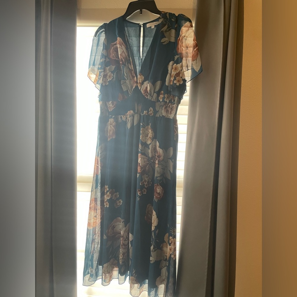 Baltic Born Teal Floral Midi Dress - Picture 2 of 7